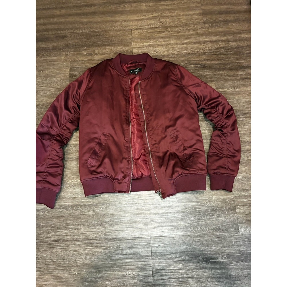 Burgundy Rue21 MA-1 style bomber jacket